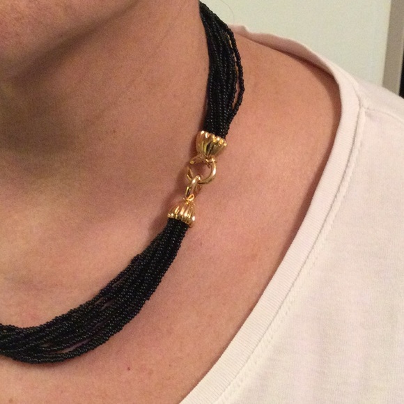 Multi strand black small bead necklace. - Picture 6 of 6